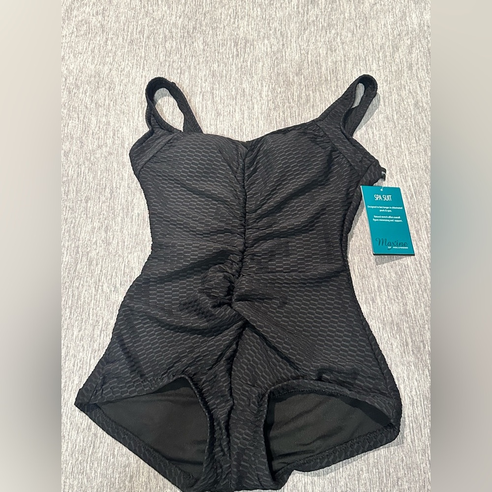 Black Textured One-Piece Swimsuit, Size 6 NWT